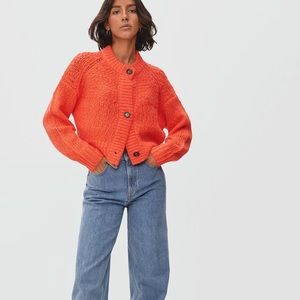 Everlane Lofty-Knit Cardigan in Amber Red XS